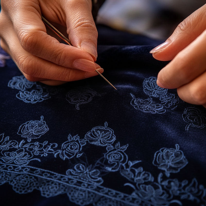 Vesper | Velvet Lace Trim Dress