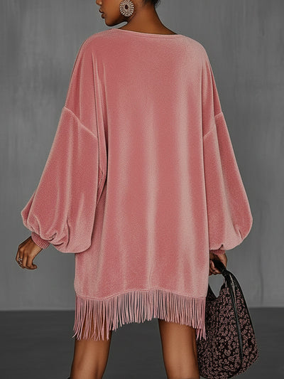 Blush | Suede Fringe Dress