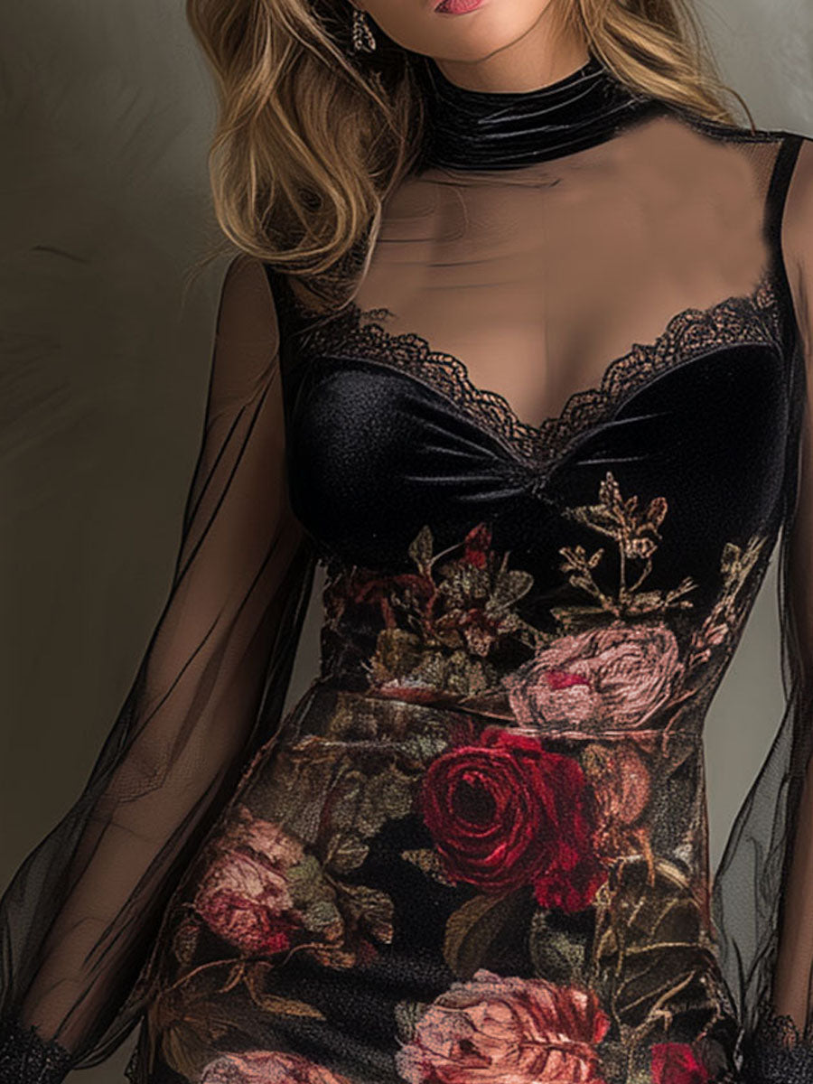 Rosette | Sheer Lace Mini Dress