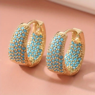 Marina | Gold-Tone Turquoise Hoops