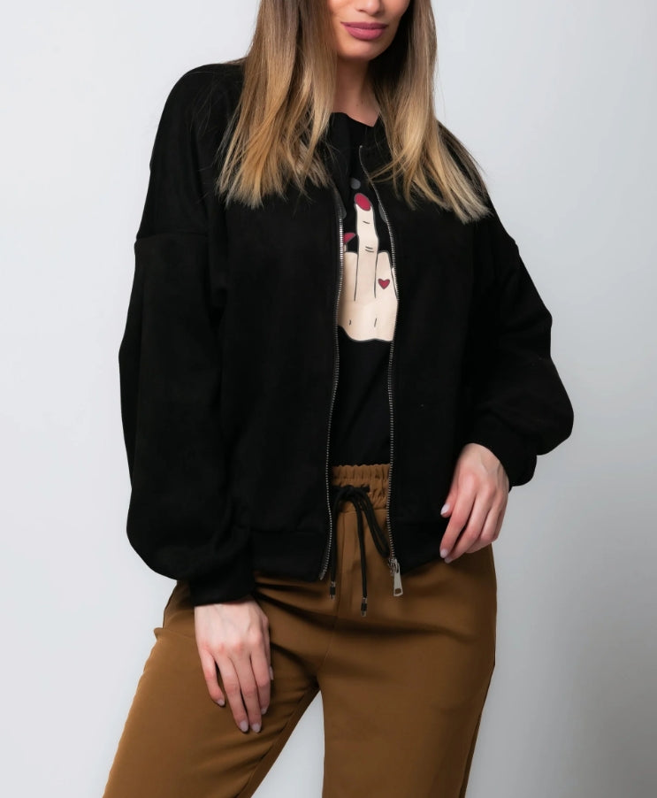 Zara | Chic Suede Bomber Jacket