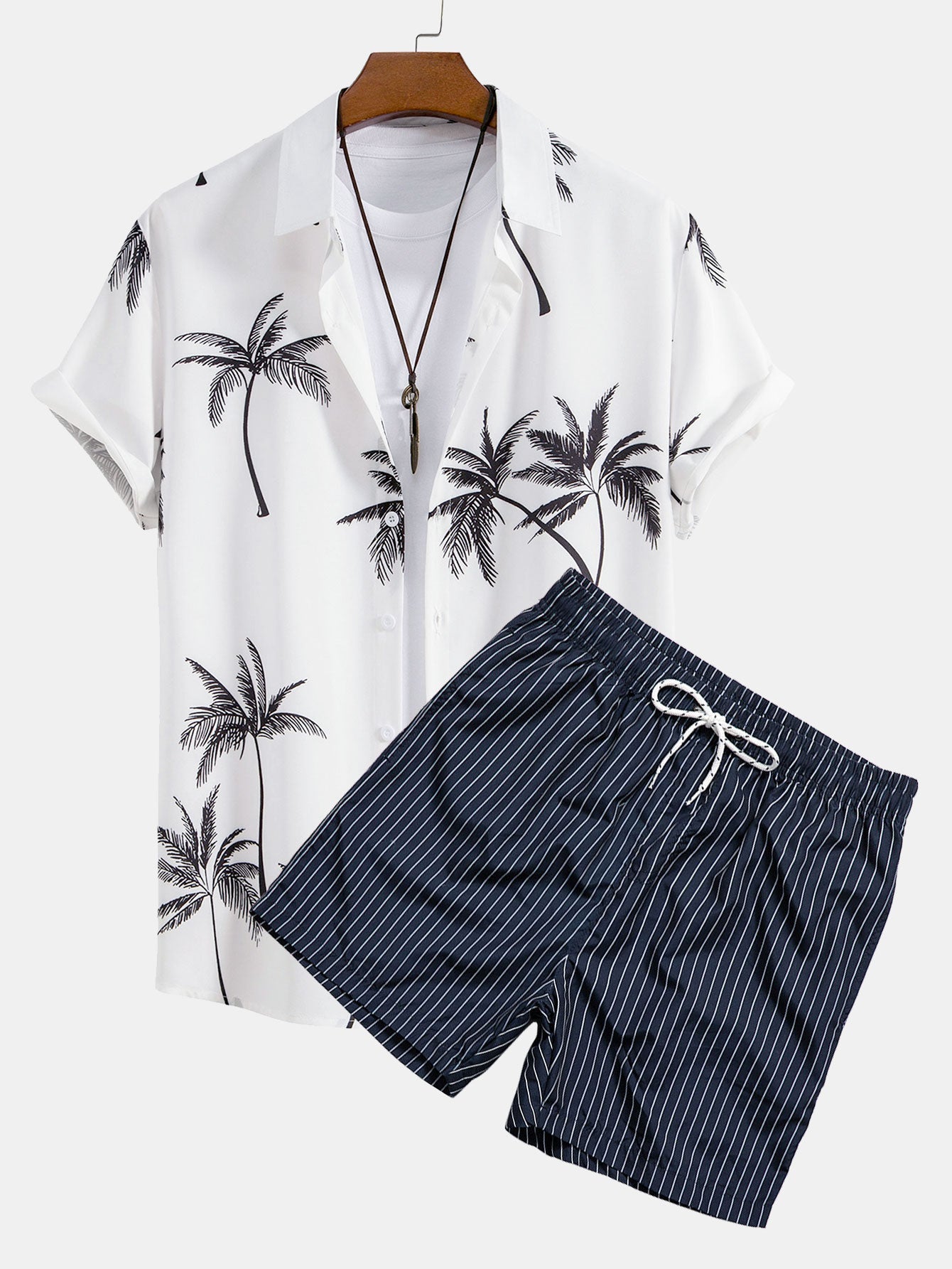 Coastal | Palm Print Shirt & Swim Shorts