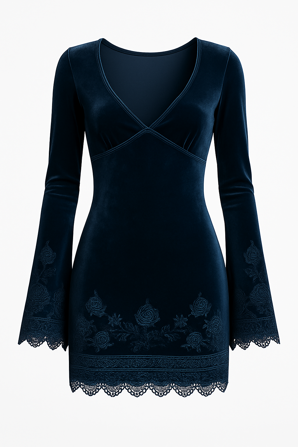 Velvetia | Luxurious Lace Trim Dress