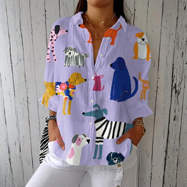 Pawsome | Playful Dog Print Blouse