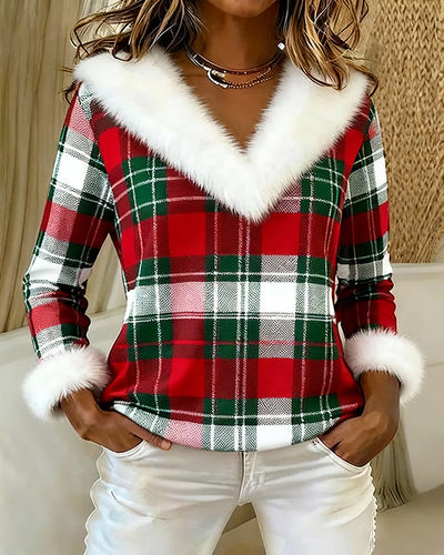 Wren | Cozy V-Neck Plaid Top