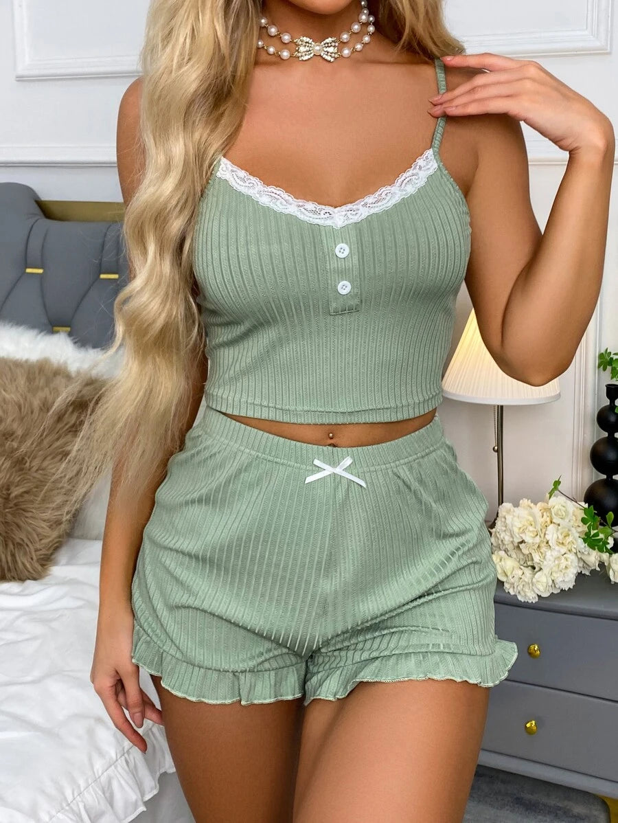 Luxe | Ruffled Lace Pyjama Set