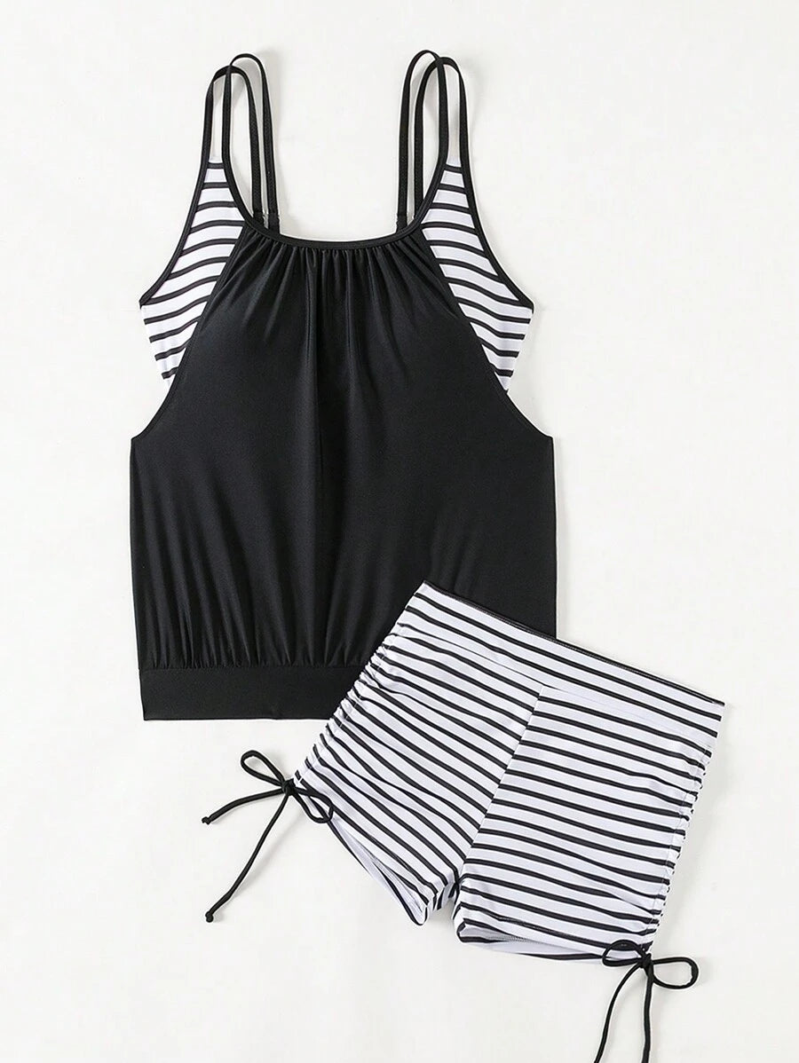 Lushie | Striped Double Strap Tankini