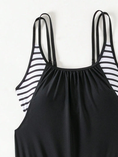 Lushie | Striped Double Strap Tankini
