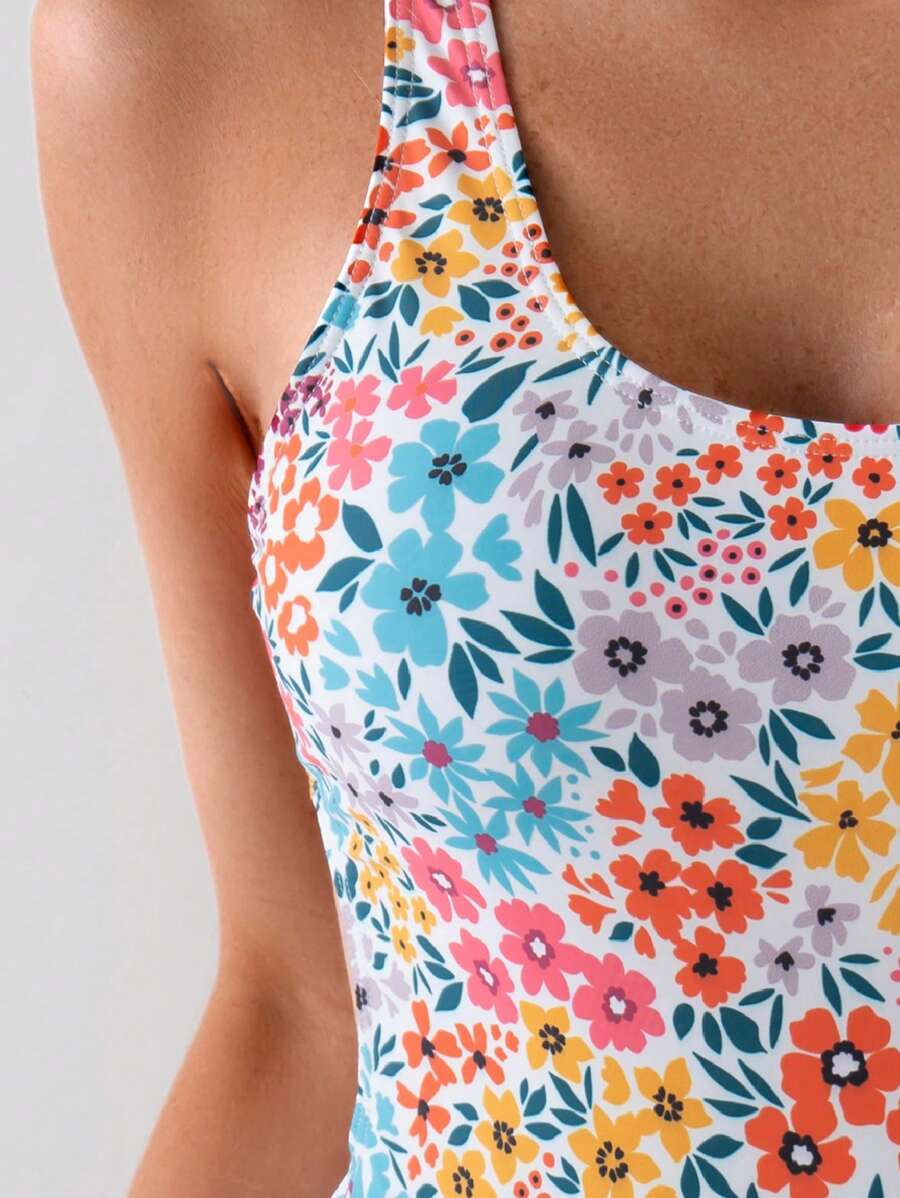 Mira | Floral Square Neck Swimsuit