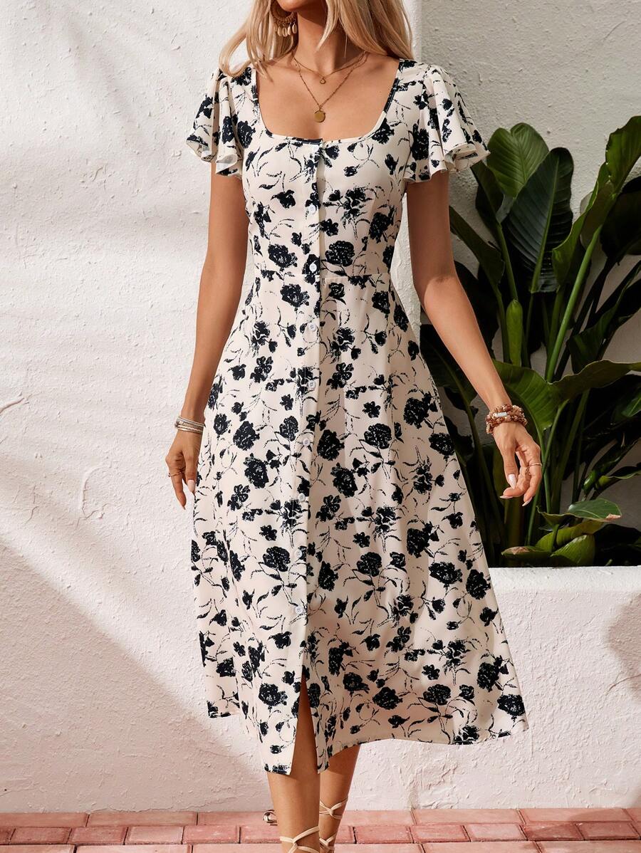 Fleur | Floral Ruffle Sleeve Dress