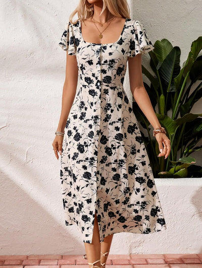 Fleur | Floral Ruffle Sleeve Dress