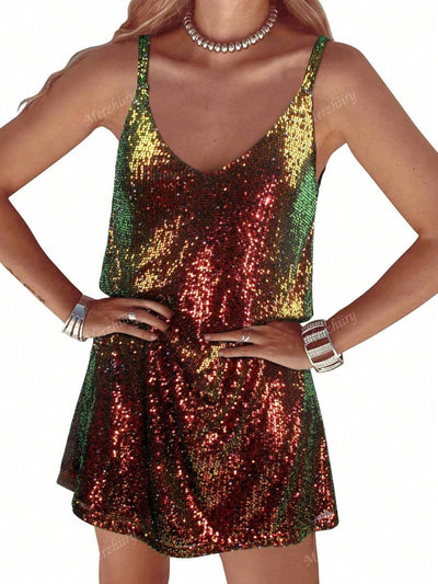Luxe | Sequin V-Neck Cocktail Dress