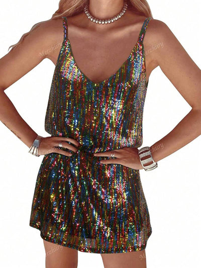 Luxe | Sequin V-Neck Cocktail Dress