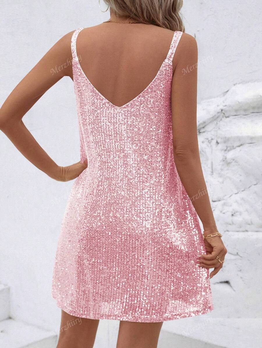 Luxe | Sequin V-Neck Cocktail Dress