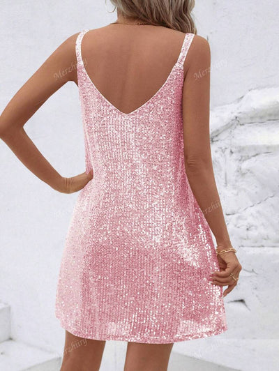 Luxe | Sequin V-Neck Cocktail Dress