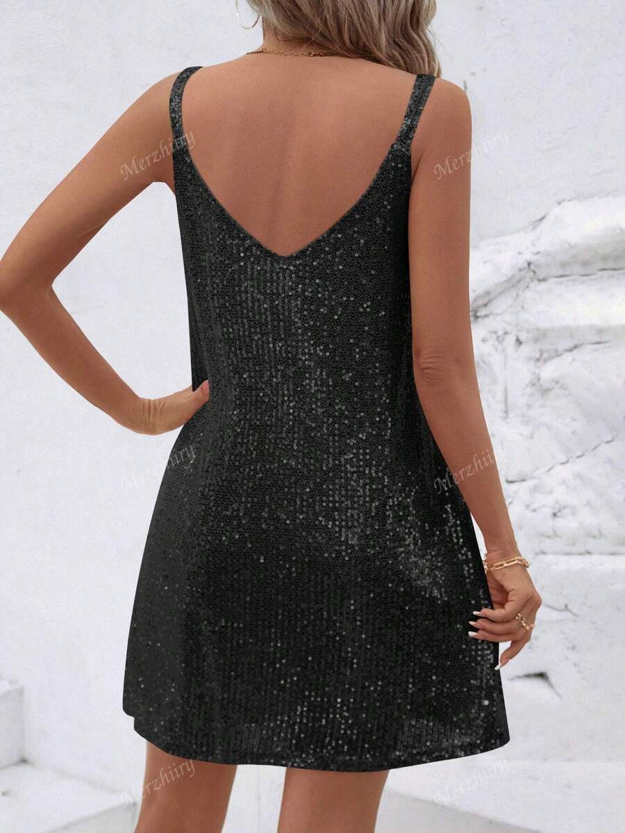 Luxe | Sequin V-Neck Cocktail Dress