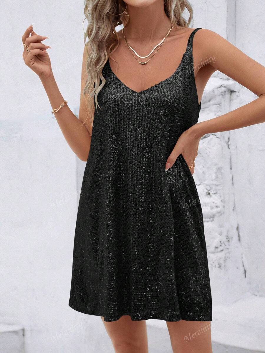 Luxe | Sequin V-Neck Cocktail Dress