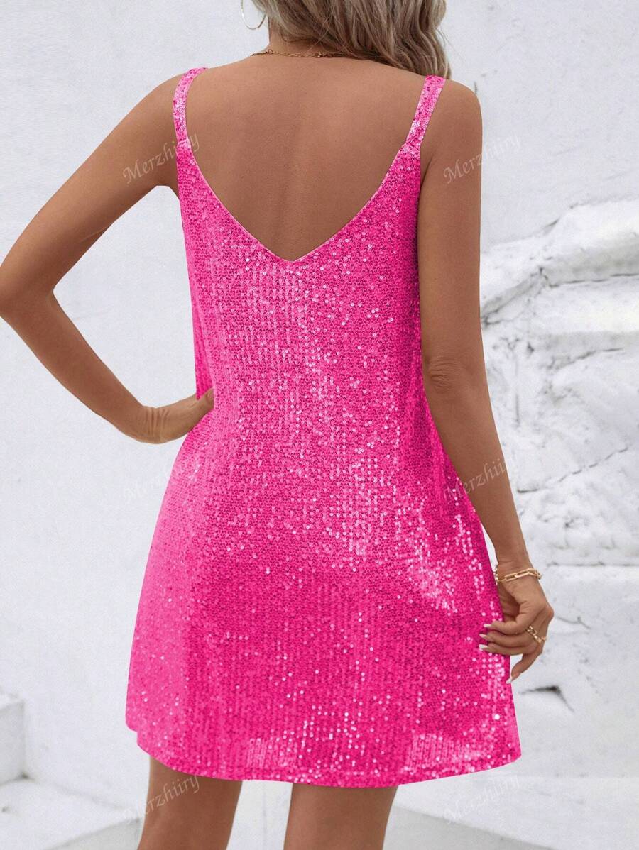 Luxe | Sequin V-Neck Cocktail Dress