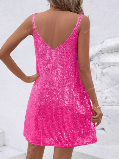 Luxe | Sequin V-Neck Cocktail Dress