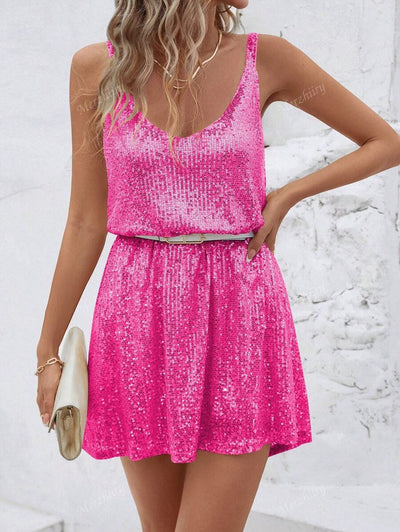 Luxe | Sequin V-Neck Cocktail Dress