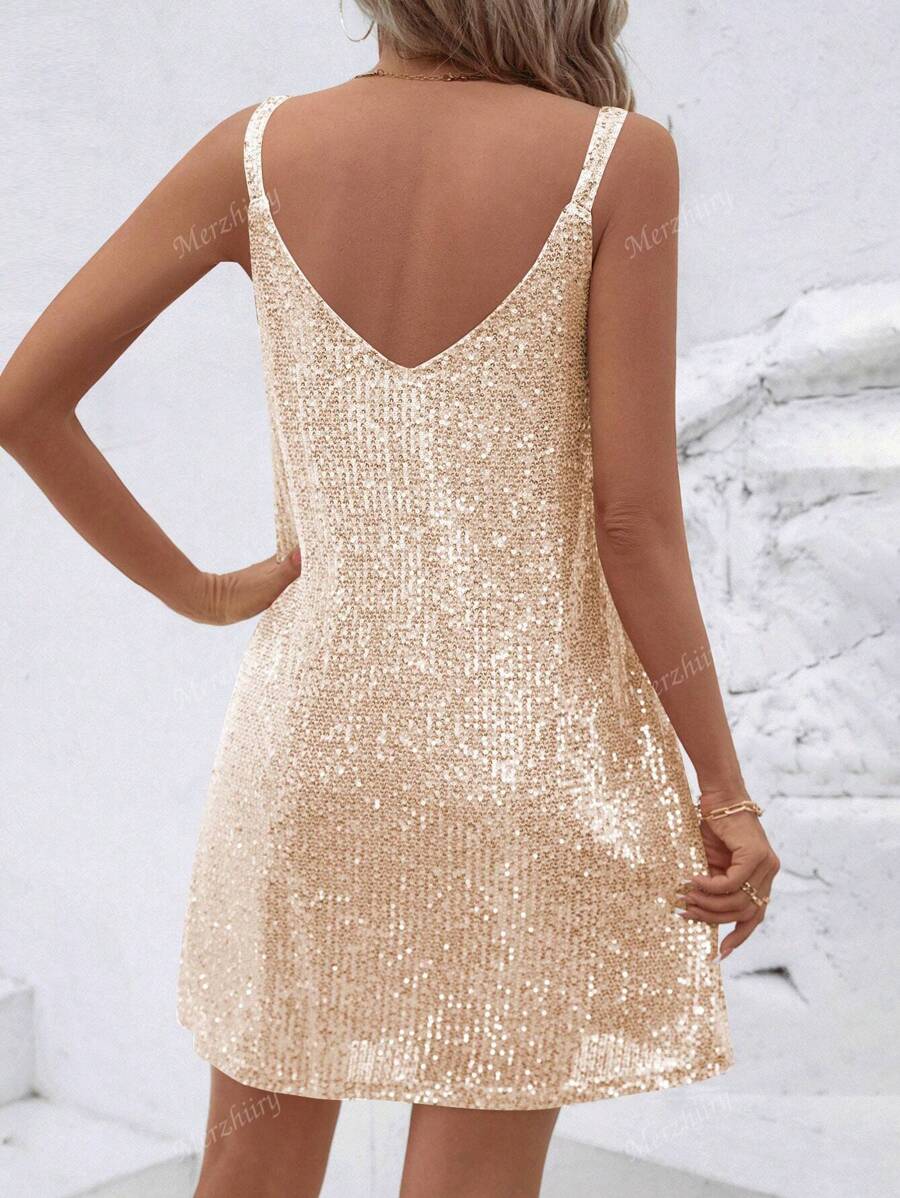 Luxe | Sequin V-Neck Cocktail Dress