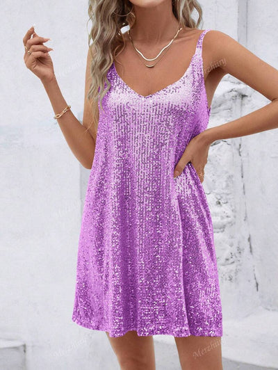 Luxe | Sequin V-Neck Cocktail Dress