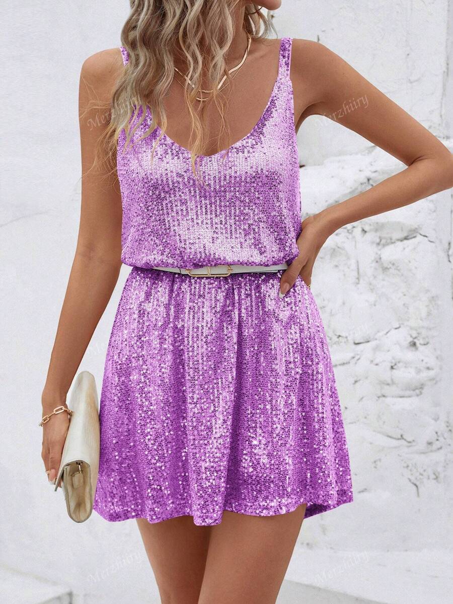 Luxe | Sequin V-Neck Cocktail Dress