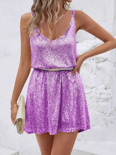 Luxe | Sequin V-Neck Cocktail Dress
