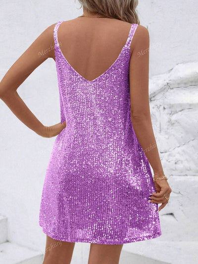 Luxe | Sequin V-Neck Cocktail Dress