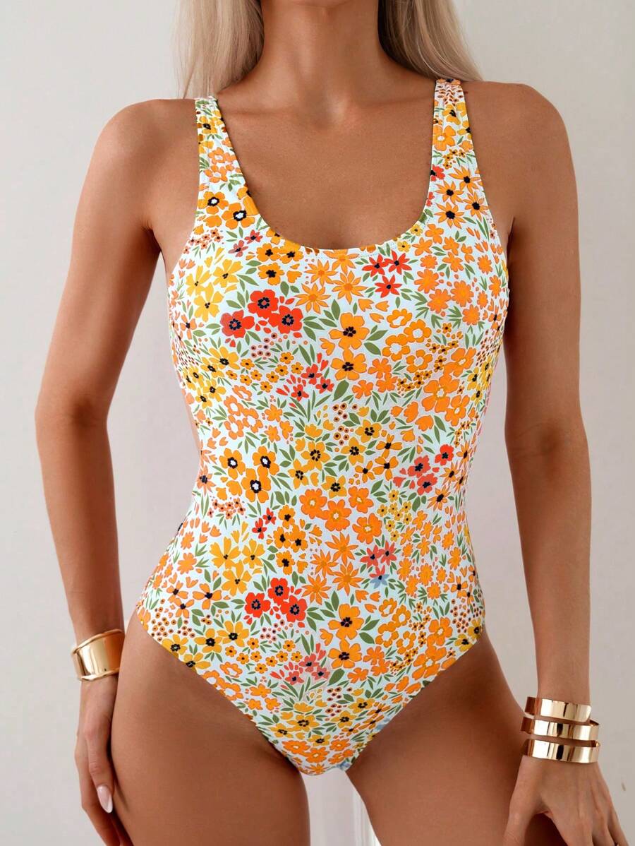 Mira | Floral Square Neck Swimsuit