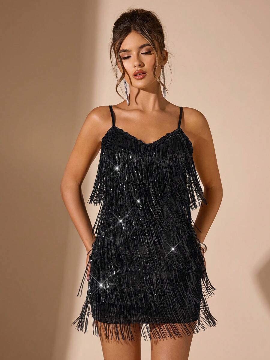 Nala | Sequin Tassel Off-Shoulder Dress