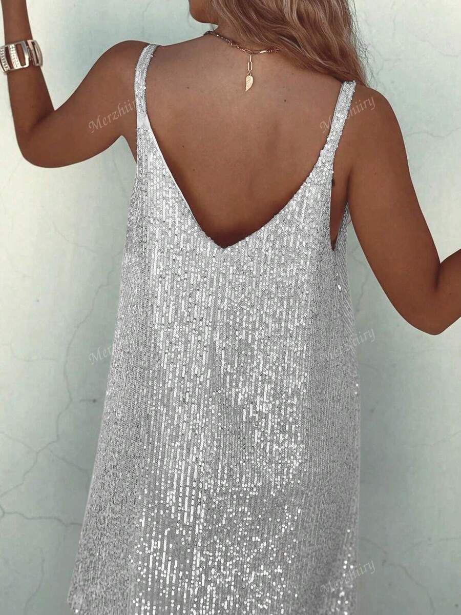 Luxe | Sequin V-Neck Cocktail Dress