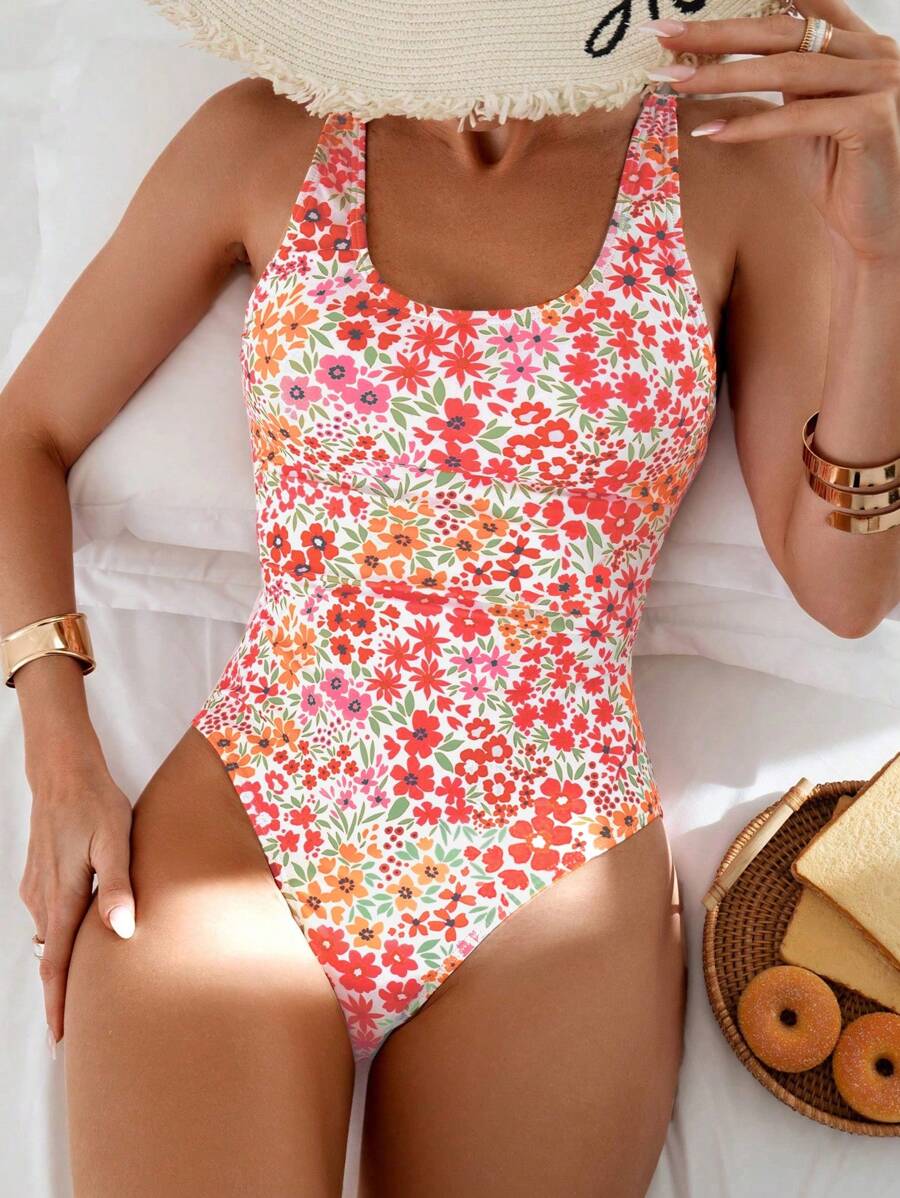 Mira | Floral Square Neck Swimsuit