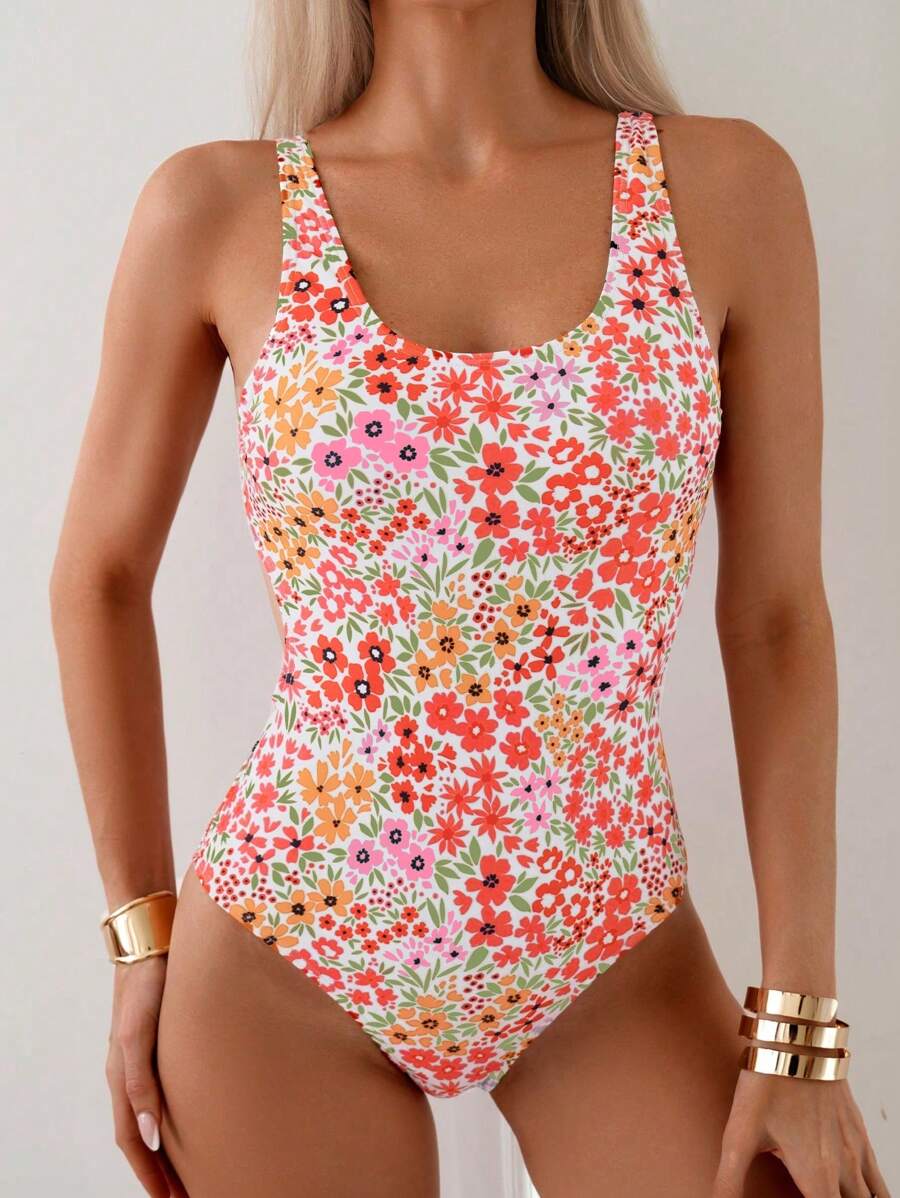 Mira | Floral Square Neck Swimsuit