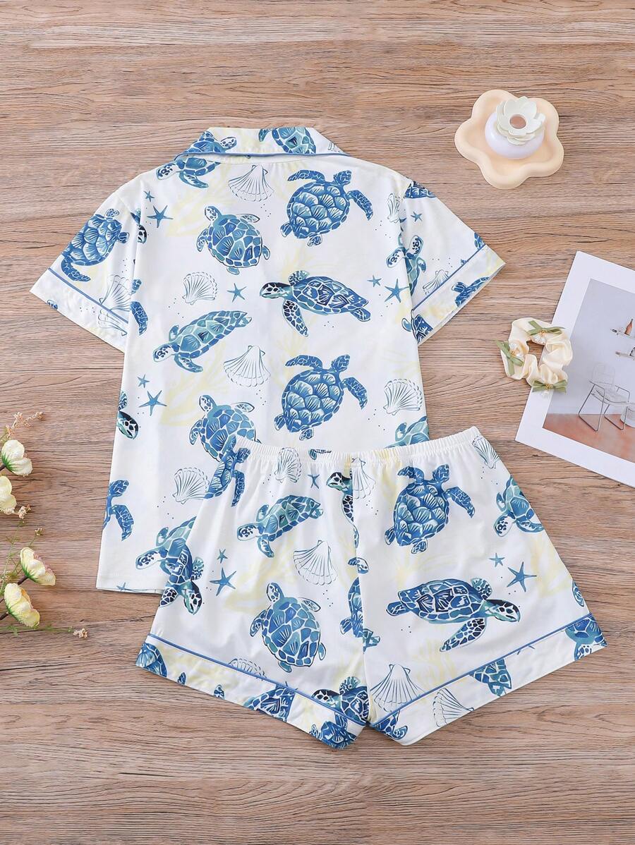 Coral | Ocean Turtle Pajama Set