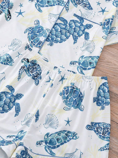 Coral | Ocean Turtle Pajama Set