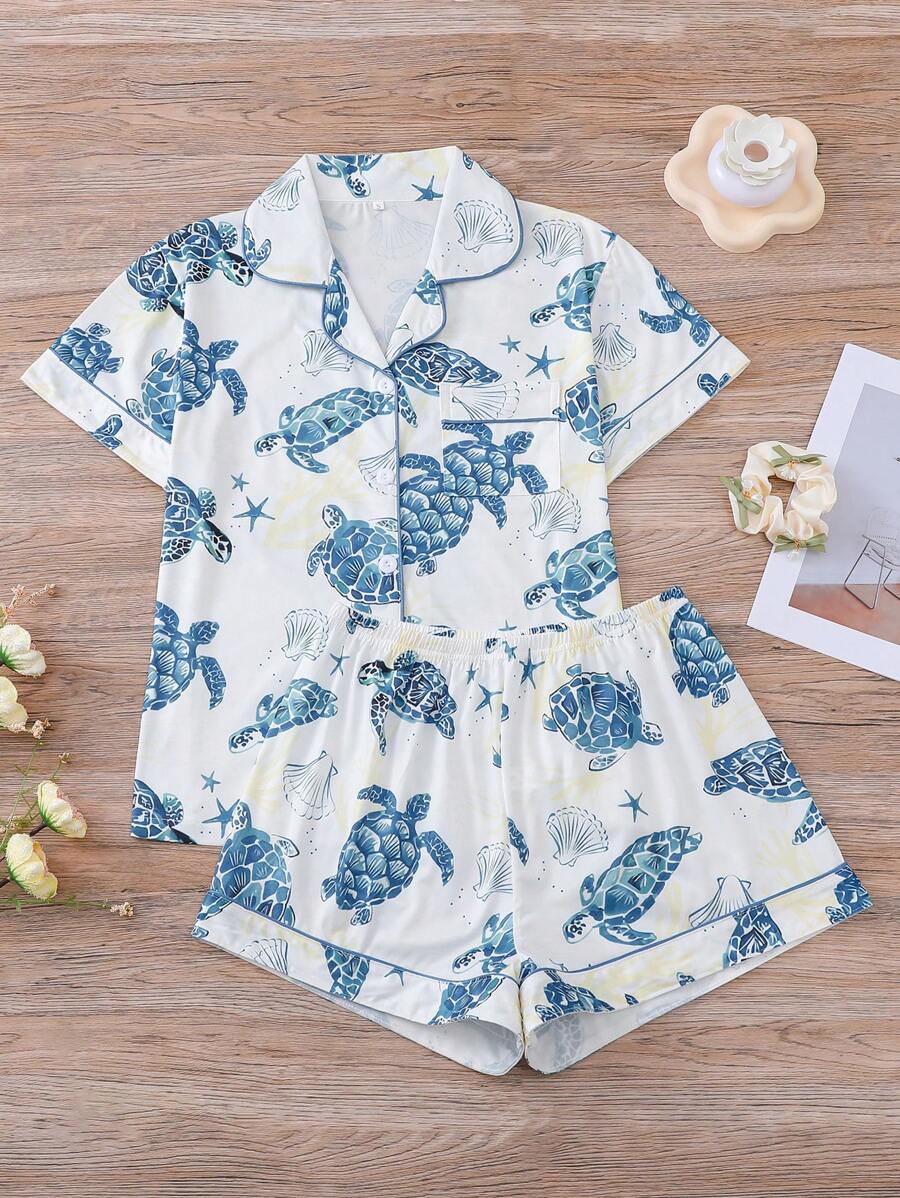 Coral | Ocean Turtle Pajama Set