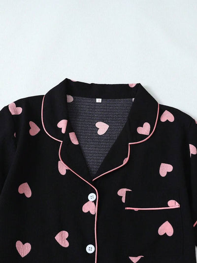 Luna | Heart Print Pyjama Set