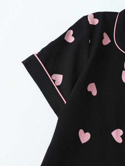Luna | Heart Print Pyjama Set