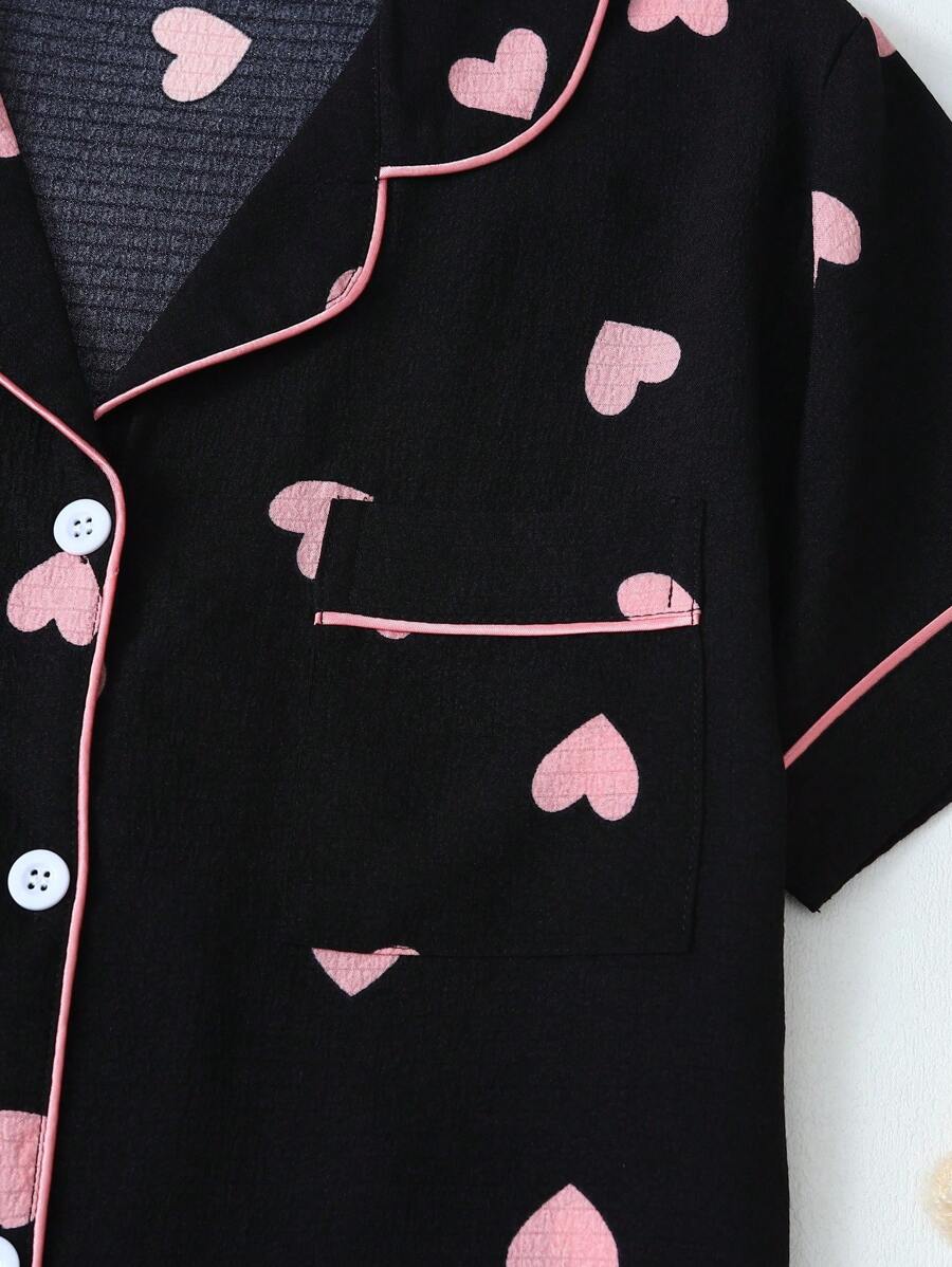 Luna | Heart Print Pyjama Set