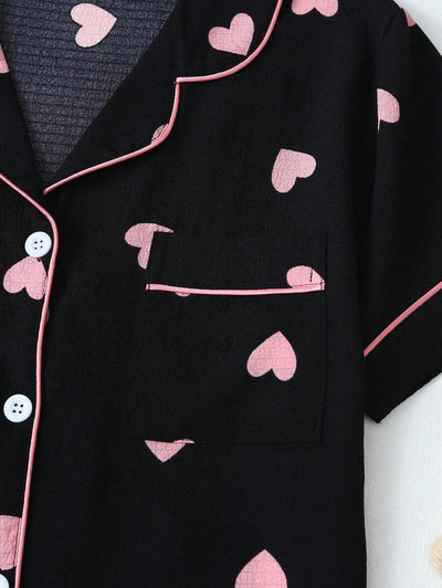 Luna | Heart Print Pyjama Set