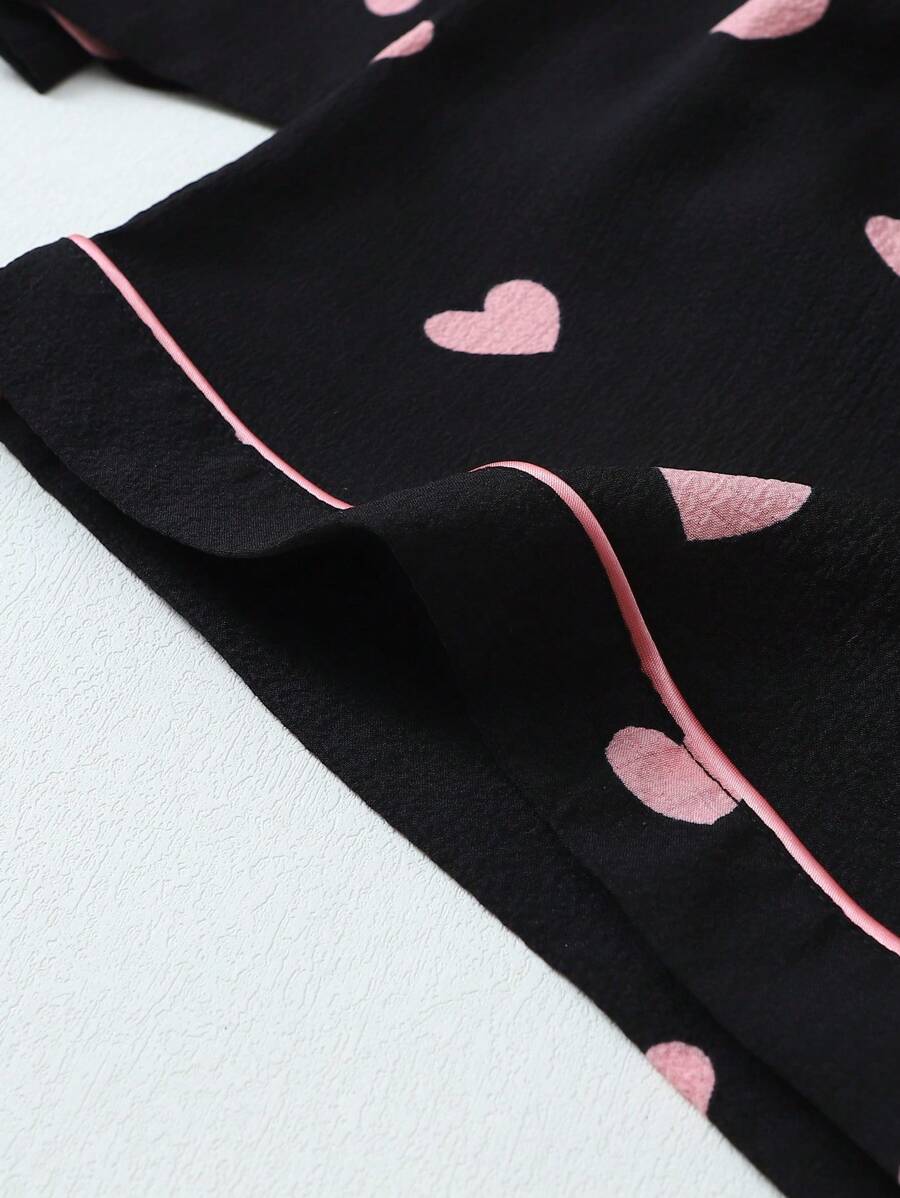 Luna | Heart Print Pyjama Set