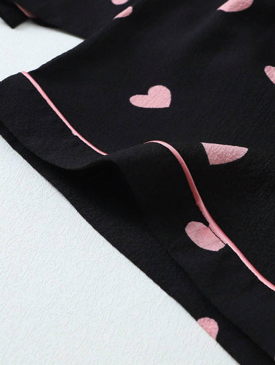 Luna | Heart Print Pyjama Set