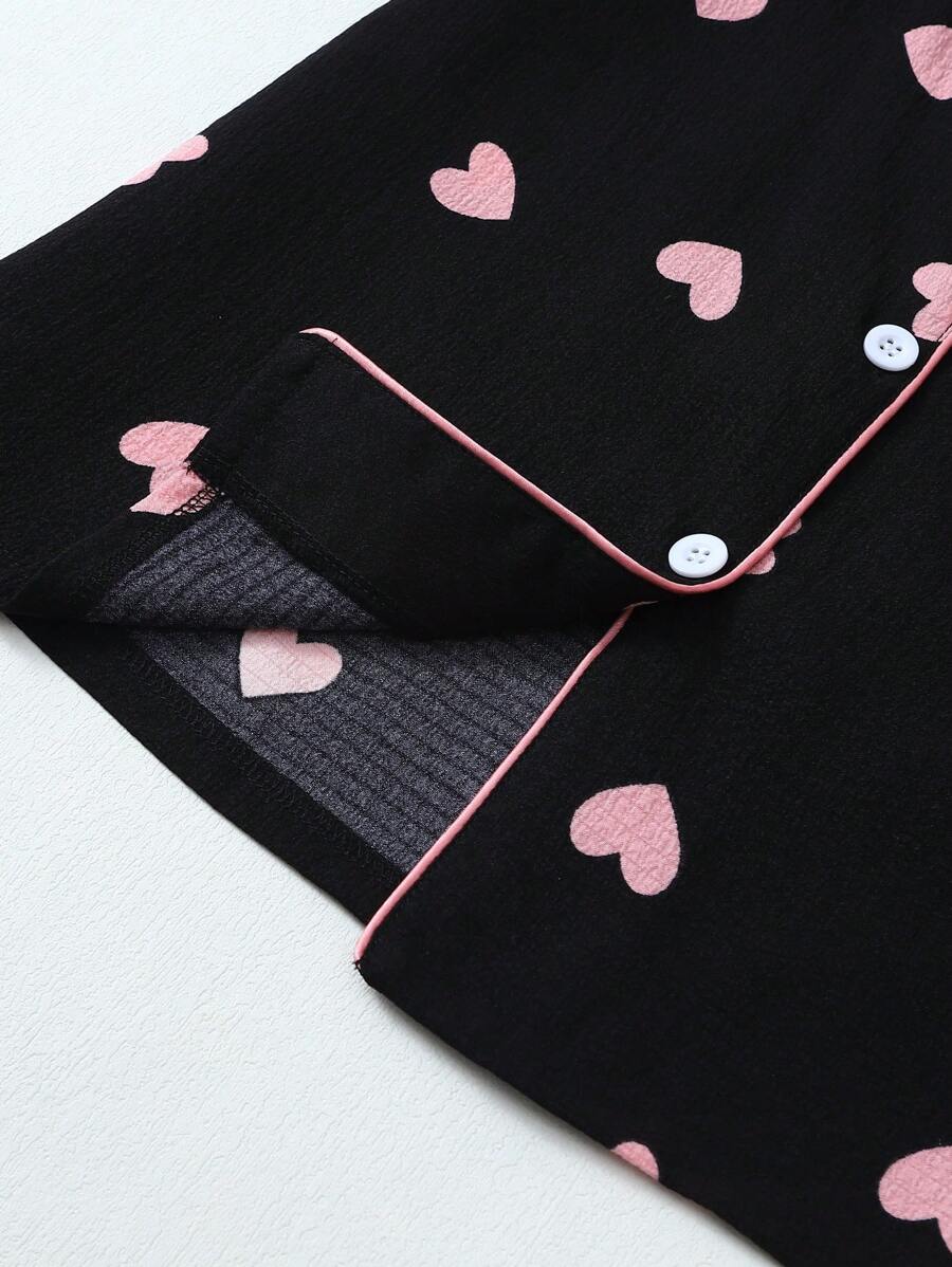 Luna | Heart Print Pyjama Set