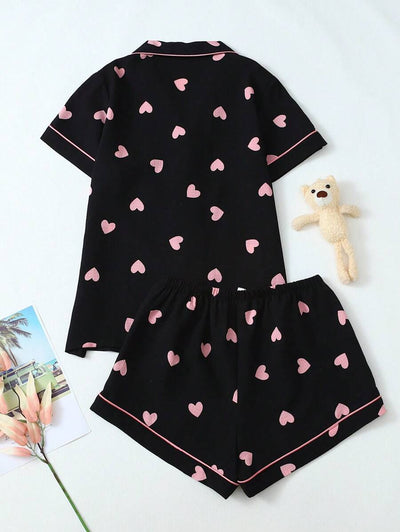 Luna | Heart Print Pyjama Set