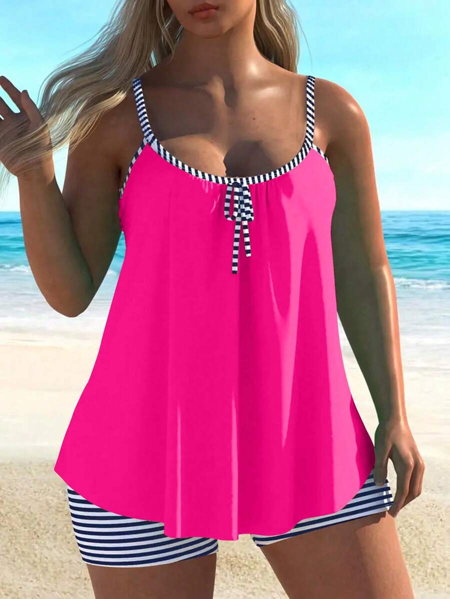 AquaLuxe | Chic Striped Tankini Set