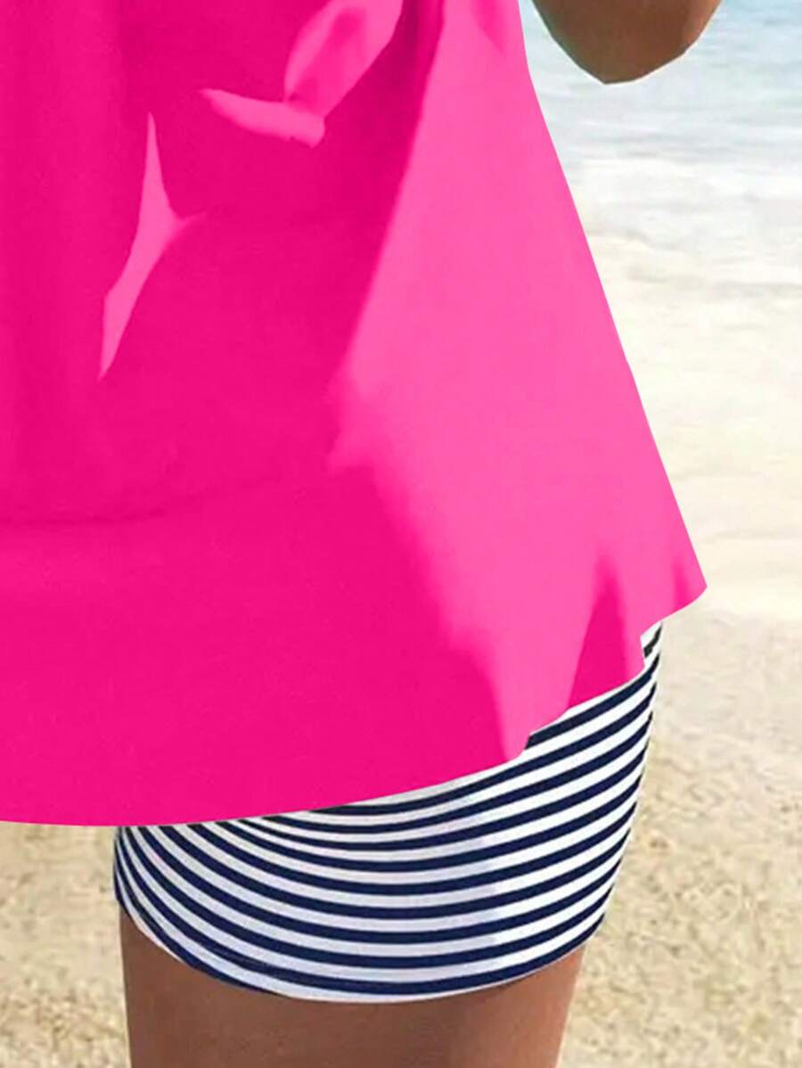 AquaLuxe | Chic Striped Tankini Set