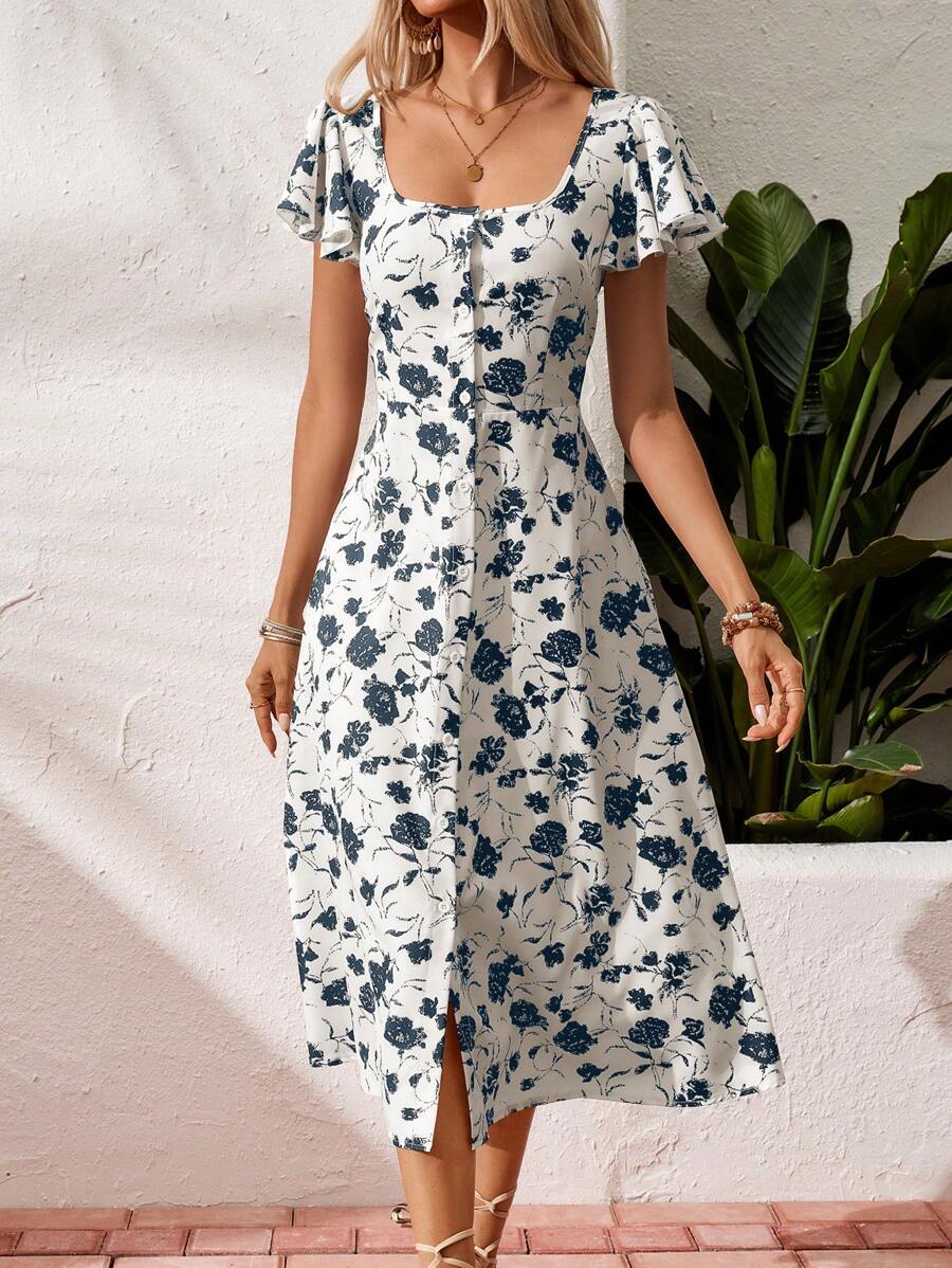 Fleur | Floral Ruffle Sleeve Dress