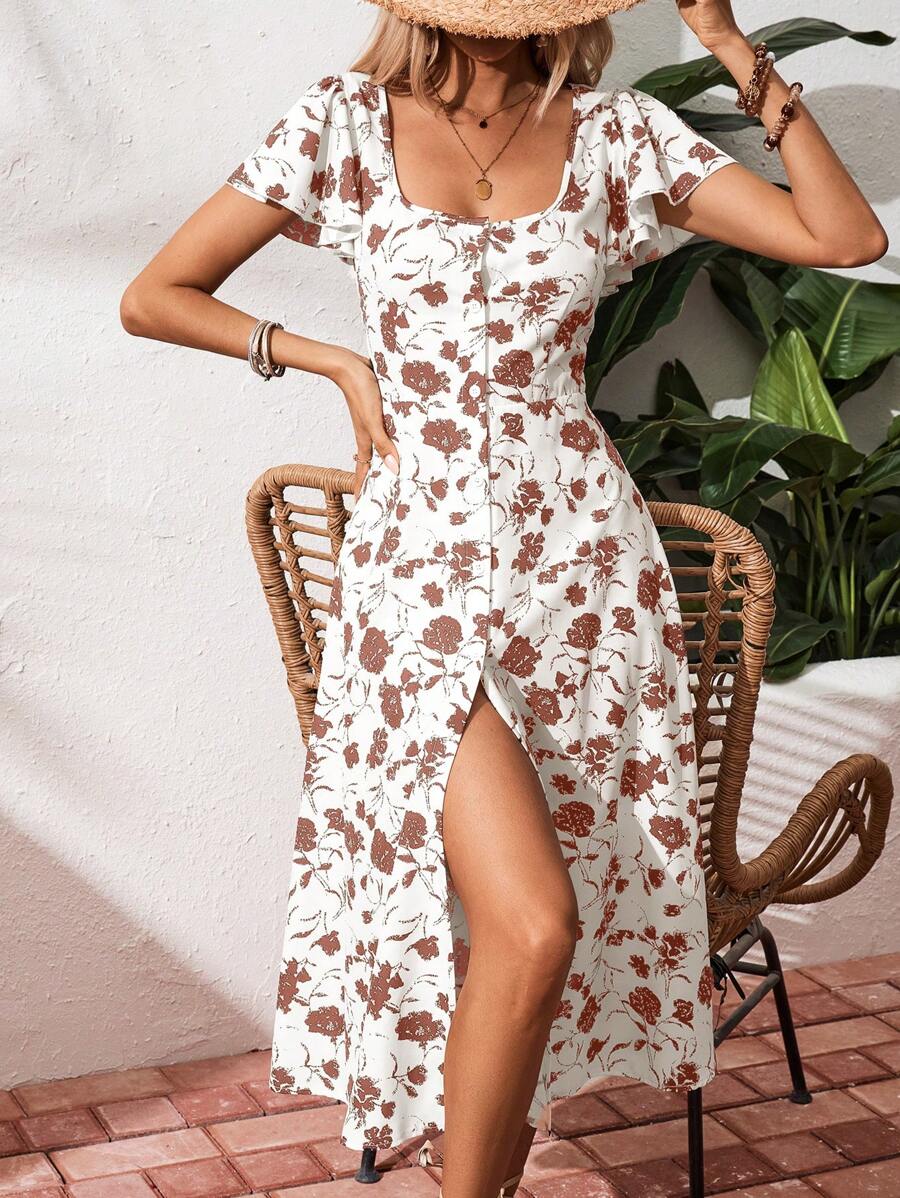 Fleur | Floral Ruffle Sleeve Dress