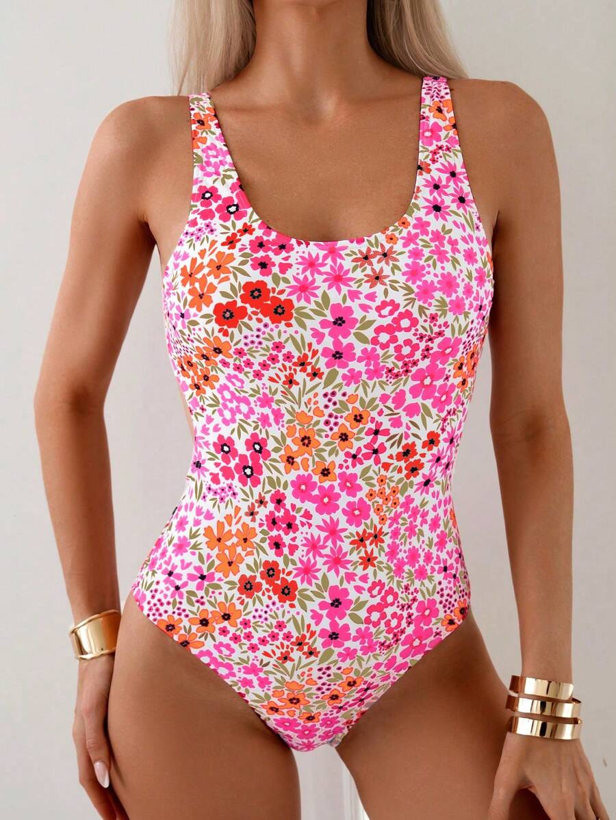 Mira | Floral Square Neck Swimsuit